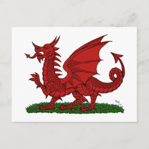 Cartão Postal Dragão Vermelho do País de Gales