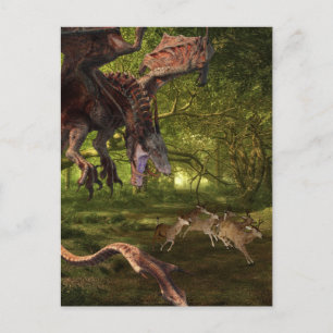 Cartão Postal Dragão Vermelho Wyvern na Floresta