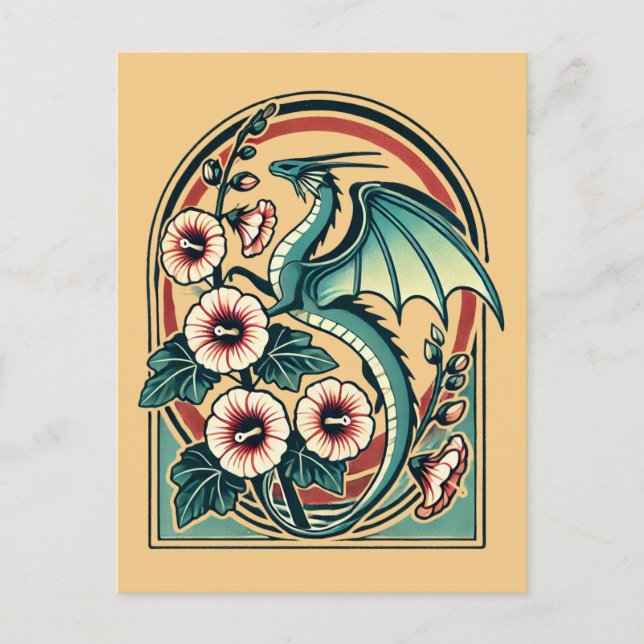 Cartão Postal Dragão Vintage (Frente)