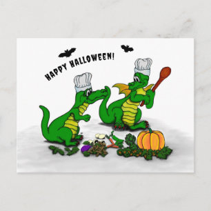 Cartão Postal Dragões - Feliz Halloween! Hoje eu cozinho