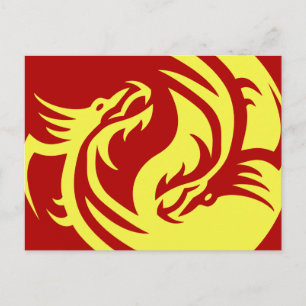 Cartão Postal Dragões tribais Yin Yang (o personalize!)
