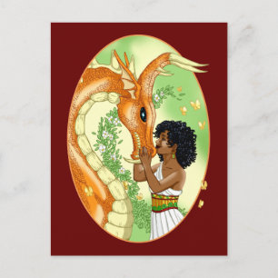 Cartão Postal Dragon and Princess Postcard