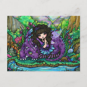 Cartão Postal Dragon Fairy Fantasy Art Postcard by Hannah Lynn