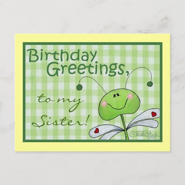Cartão Postal Dragon Fly Birthday personaliza (Frente)