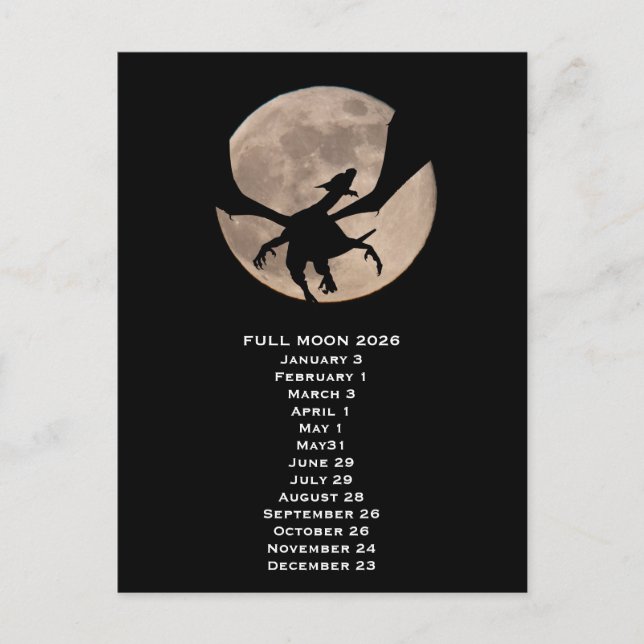Cartão Postal Dragon Full Moon   Phases 2026 (Frente)