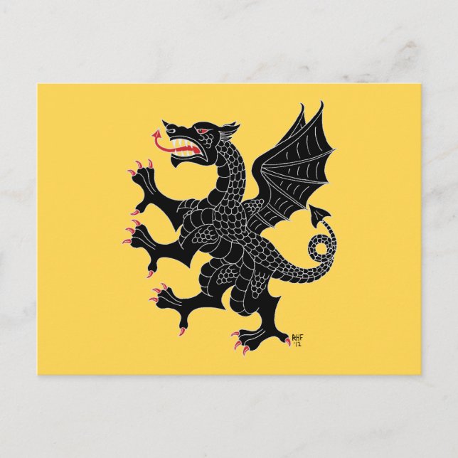Cartão Postal Dragon Rampant Sable (Frente)
