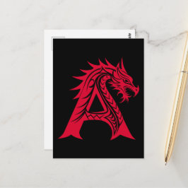 Cartão Postal Dragon Styled Letter A, Dragon Alphabet, Monogram