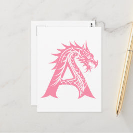 Cartão Postal Dragon Styled Letter A, Dragon Alphabet, Monogram