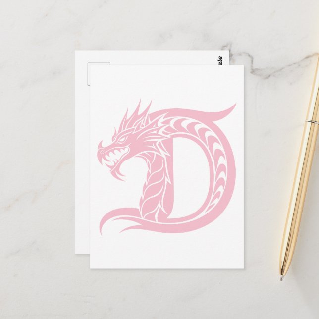 Cartão Postal Dragon Styled Letter D, Dragon Alphabet, Monogram (Frente/Verso In Situ)