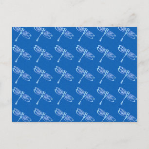 Cartão Postal Dragonflies, azul pálido, azul denim