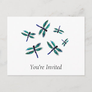 Cartão Postal Dragonfly Azul Dançante
