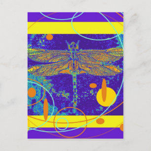 Cartão Postal Dragonfly Dourada Mística Celestial por Sharles