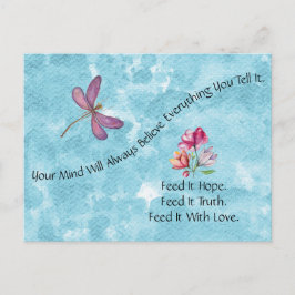 Cartão Postal Dragonfly E Aquarela Floral