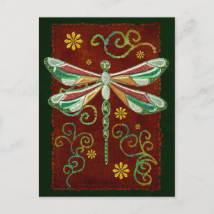Cartão Postal Dragonfly Elegant Jeweled 2 Folk Art