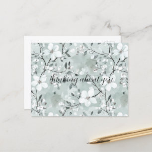 Cartão Postal Dragonfly Floral Branca Pensando em você