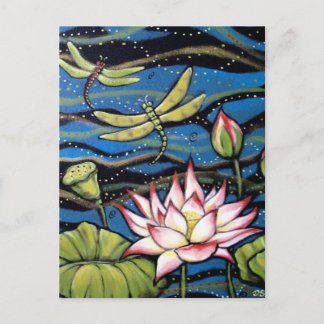 CARTÃO POSTAL DRAGONFLY LOTUS