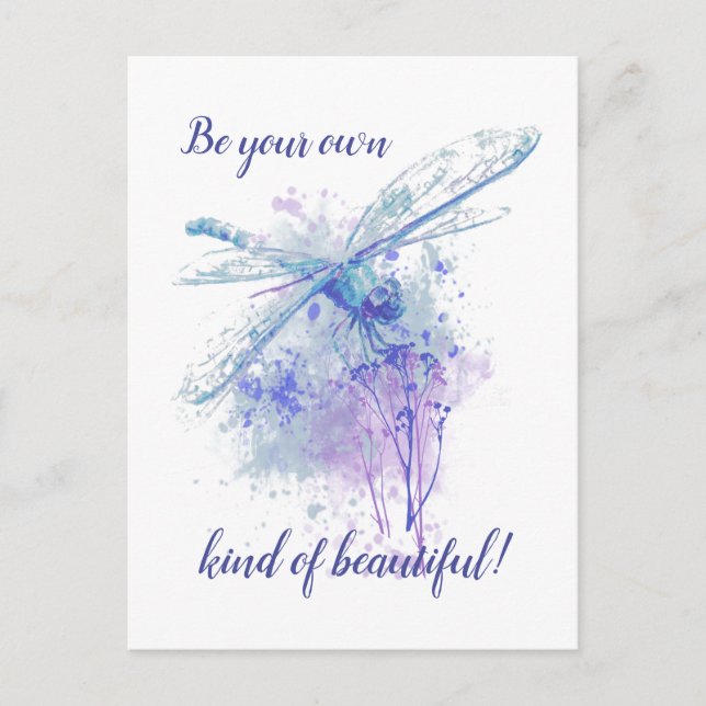 Cartão Postal Dragonfly Original em Blue Mauve Nature (Frente)