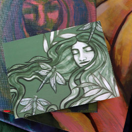 Cartão Postal Dragonfly Verde Deusa Dragões de Arte