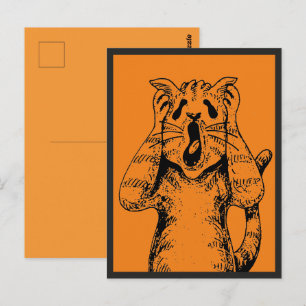 CARTÃO POSTAL DRAMA DE GATO TERROR GÓTICO, ALGUÉM MEXEU NA CAIXA