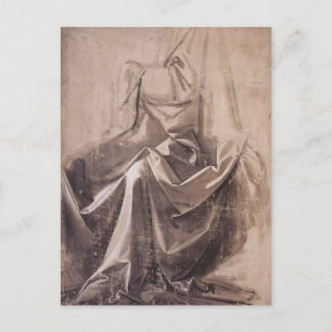 Cartão Postal Draparia para uma figura sentada por Leonardo da V
