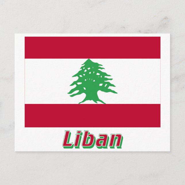 Cartão Postal Drapeau Liban avec le nom en français (Frente)