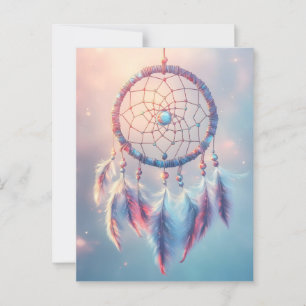 Cartão Postal Dream Catcher com Penas e Miçangas Suaves