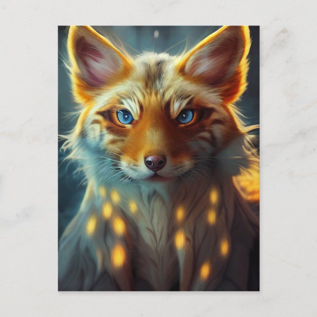Cartão Postal Dream Fantasy Blue Eyed Fox Vixen Retrato (Frente)