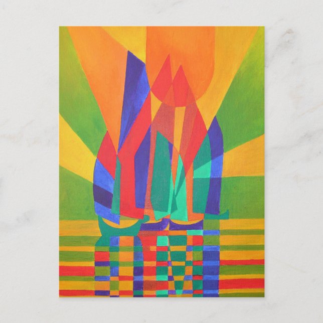 Cartão Postal Dreamboat A Cubist Lixo Em Cores Primárias (Frente)