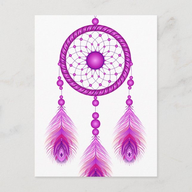 Cartão Postal Dreamcatcher Rosa (Frente)