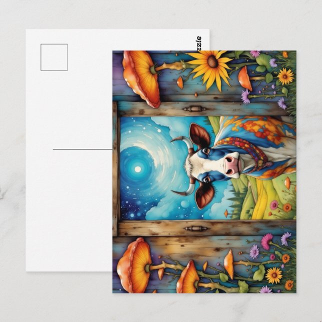 Cartão Postal Dreamscape Whimsic Cow (Frente/Verso)