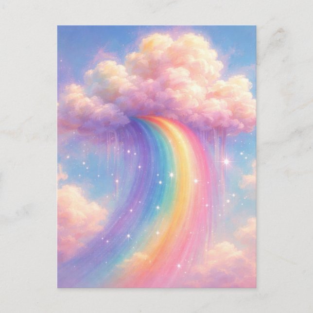 Cartão Postal Dreamy Cloud Rainbow - Pastel Painting Style (Frente)