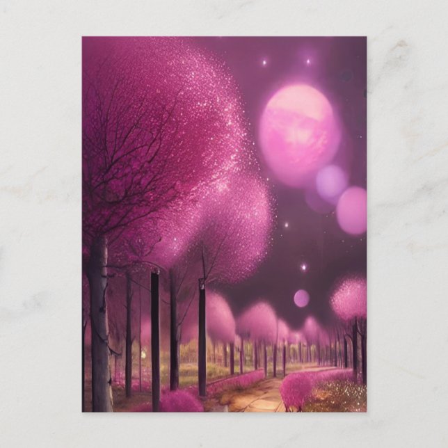 Cartão Postal Dreamy Pink Nightscape (Frente)