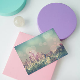 Cartão Postal Dreamy Seattle Skyline e Agulha Espacial