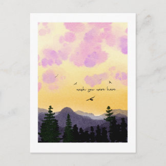 Cartão Postal Dreamy Watercolor “Wish You Were Here” Postcard