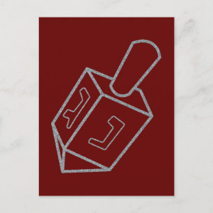 Cartão Postal Dreidel Hanukkah Glitter