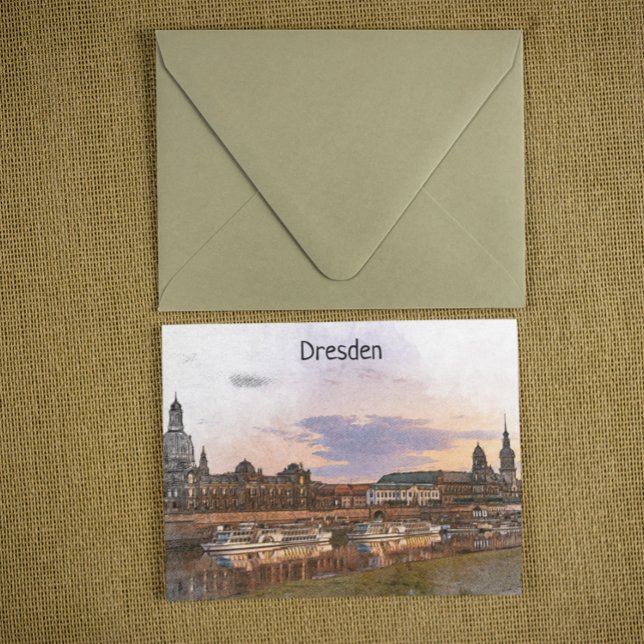 Cartão Postal Dresden Germany Elbe Panorama View (Dresden Germany Postcard)