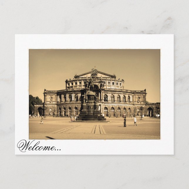 Cartão Postal Dresden Semperoperon na Praça do Teatro (Frente)