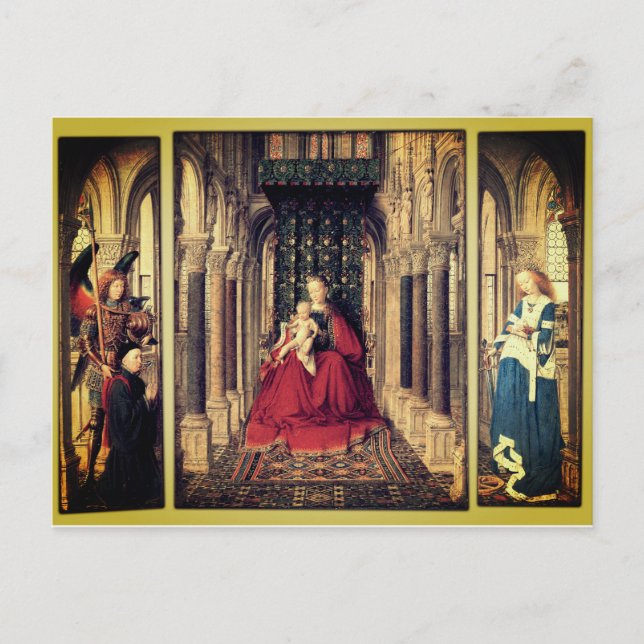Cartão Postal Dresden Triptych (por Jan van Eyck, 1437) (Frente)