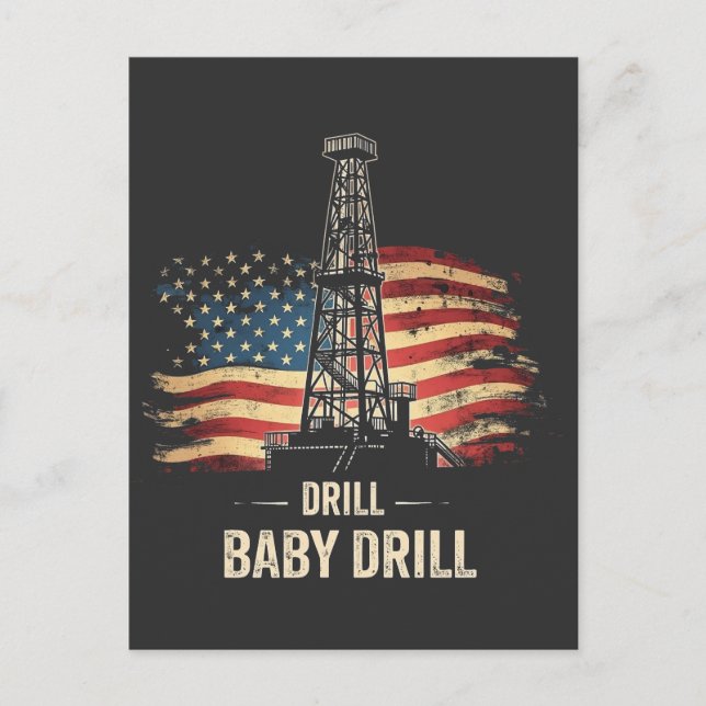 Cartão Postal Drill Baby Drill American Trump Energy Economy (Frente)