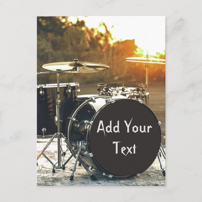 Cartão Postal Drum Kit Drummer Rock Personalize Personalize (Frente)