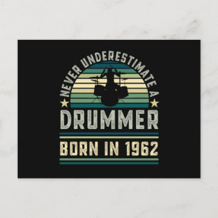 Cartão Postal Drummer nascer 1963 60º Aniversário Presentes