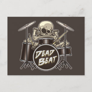 Cartão Postal Drummer Skeleton engraçado