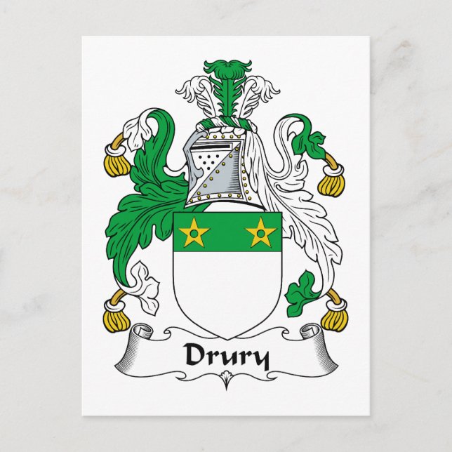 Cartão Postal Drury Family Crest (Frente)