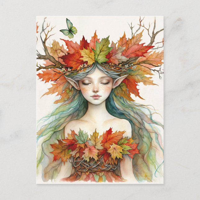 Cartão Postal Dryad in Autumn Fairy-core Postcard (Frente)
