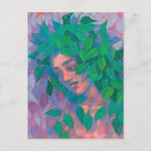 Cartão Postal Dryad Tree Spirit Green deixa surreal fantasia de 