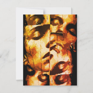 Cartão Postal Dualidade em Ouro – Retrato Moderno Abstrato