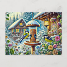 Duas aves-Excelente no alimentador no inverno