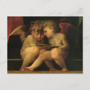 Cartão Postal Duas Cherubs Lendo por Rosso Fiorentino, Angels