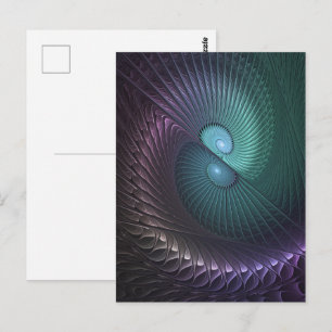Cartão Postal Duas Espirais Coloridas Arte Fractal Abstrata Mode