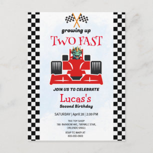 Cartão Postal Duas Festas de segundo aniversário de Carro Rápido